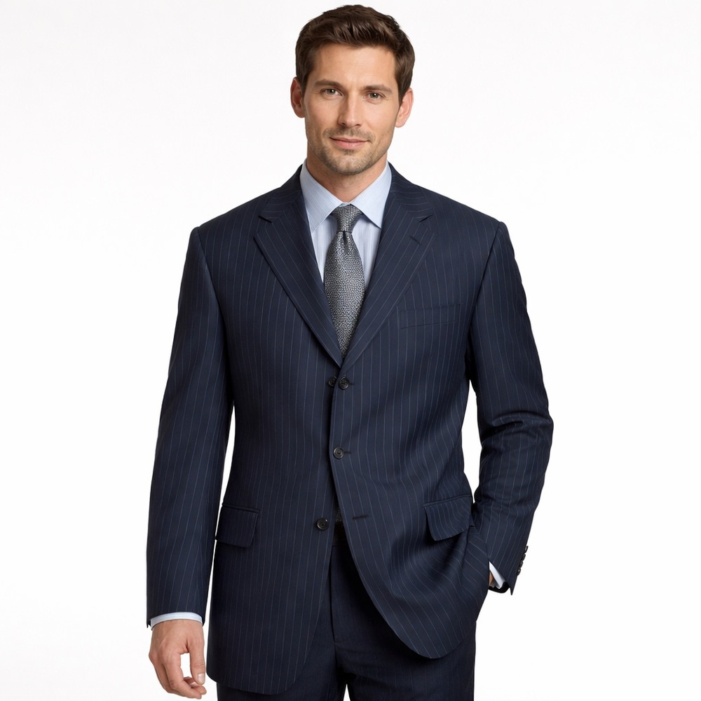 Joseph Abboud Signature 44L Navy Pinstripe 100% Wool Blazer Suit Jacket NWT